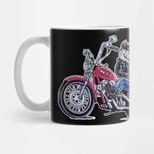 A dog riding a motorcycle Mug